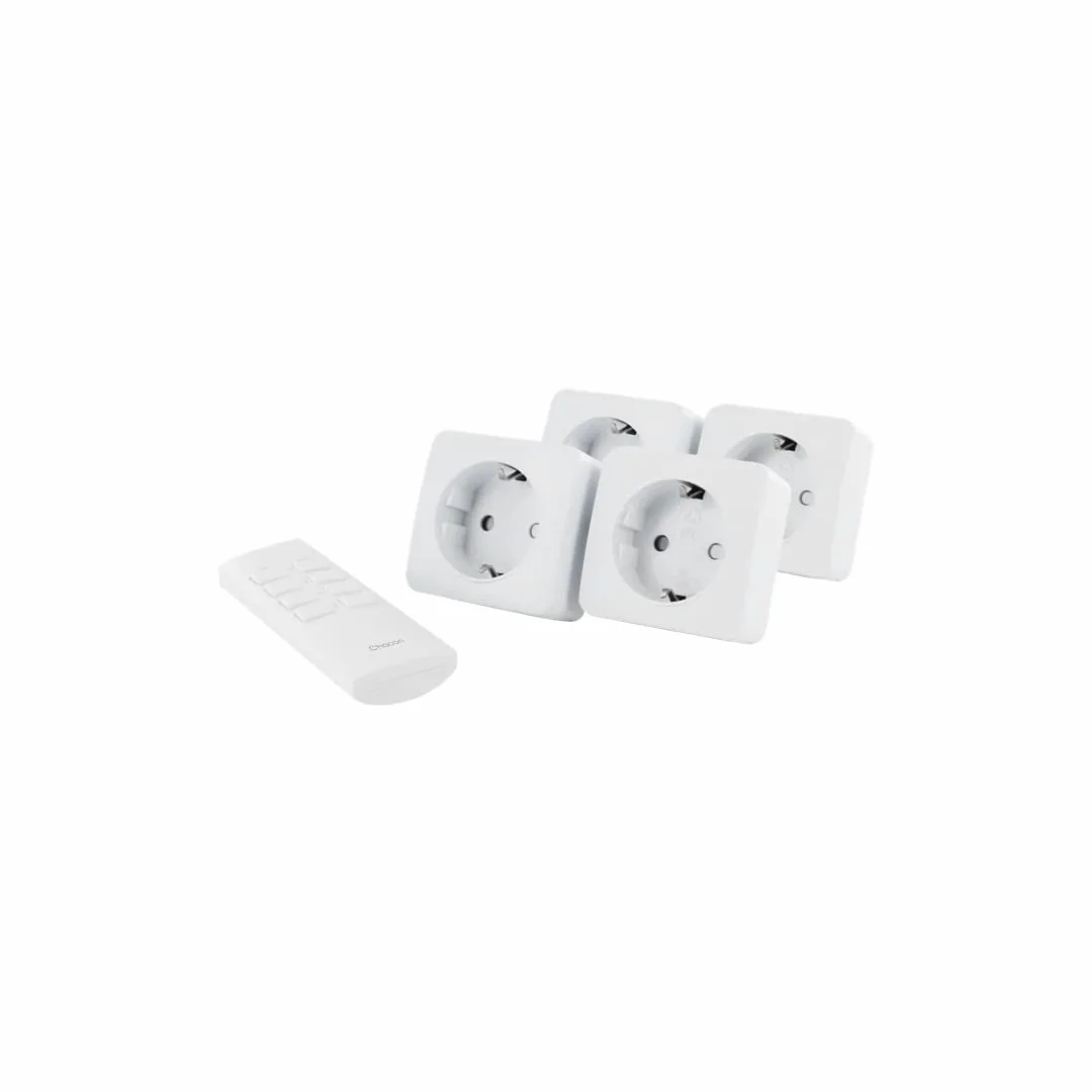 Kit 4 mini enchufes On/Off + mando a distancia de 4 canales 2300W