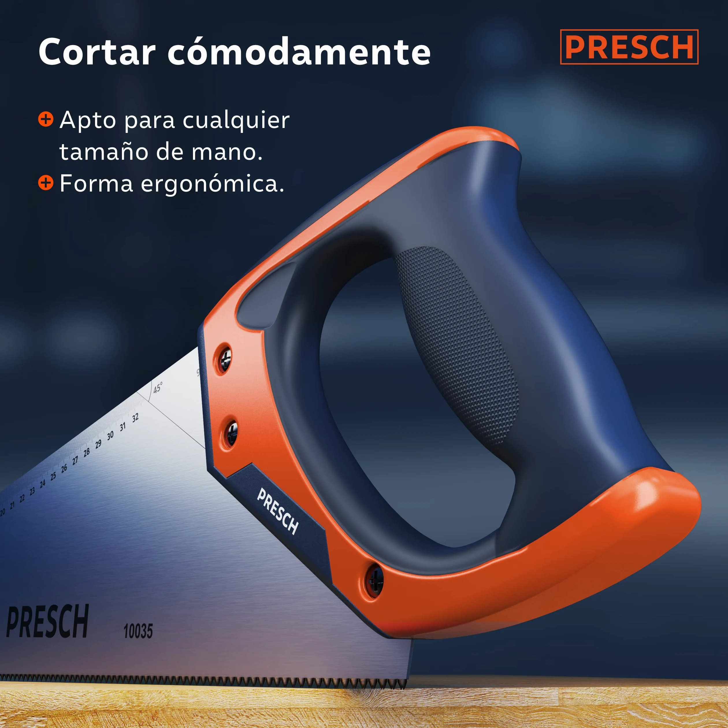 Presch serrucho 450 mm - serrucho de madera con tope 45º y 90º - sierra profesional para madera y laminado