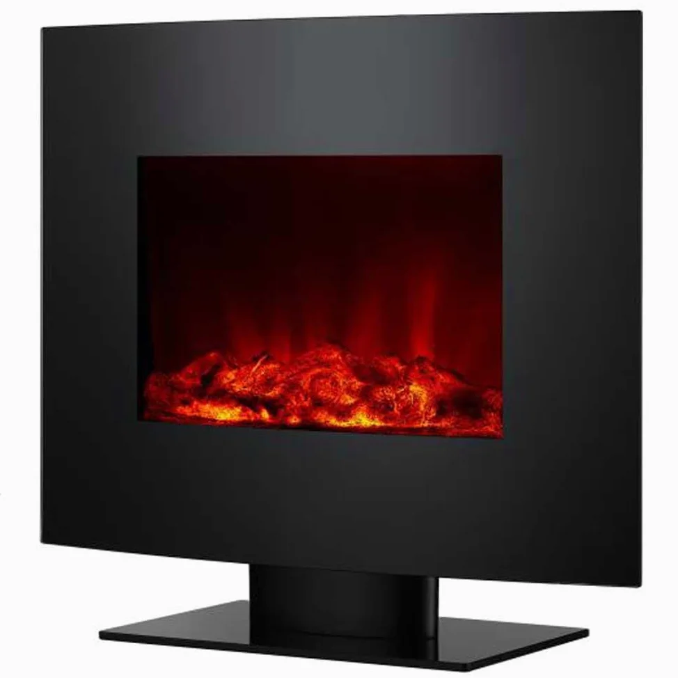 Chimenea Eléctrica, 2000W, Cristal Templado Negro, con pie y Mando a Distancia CHE-340 Purline
