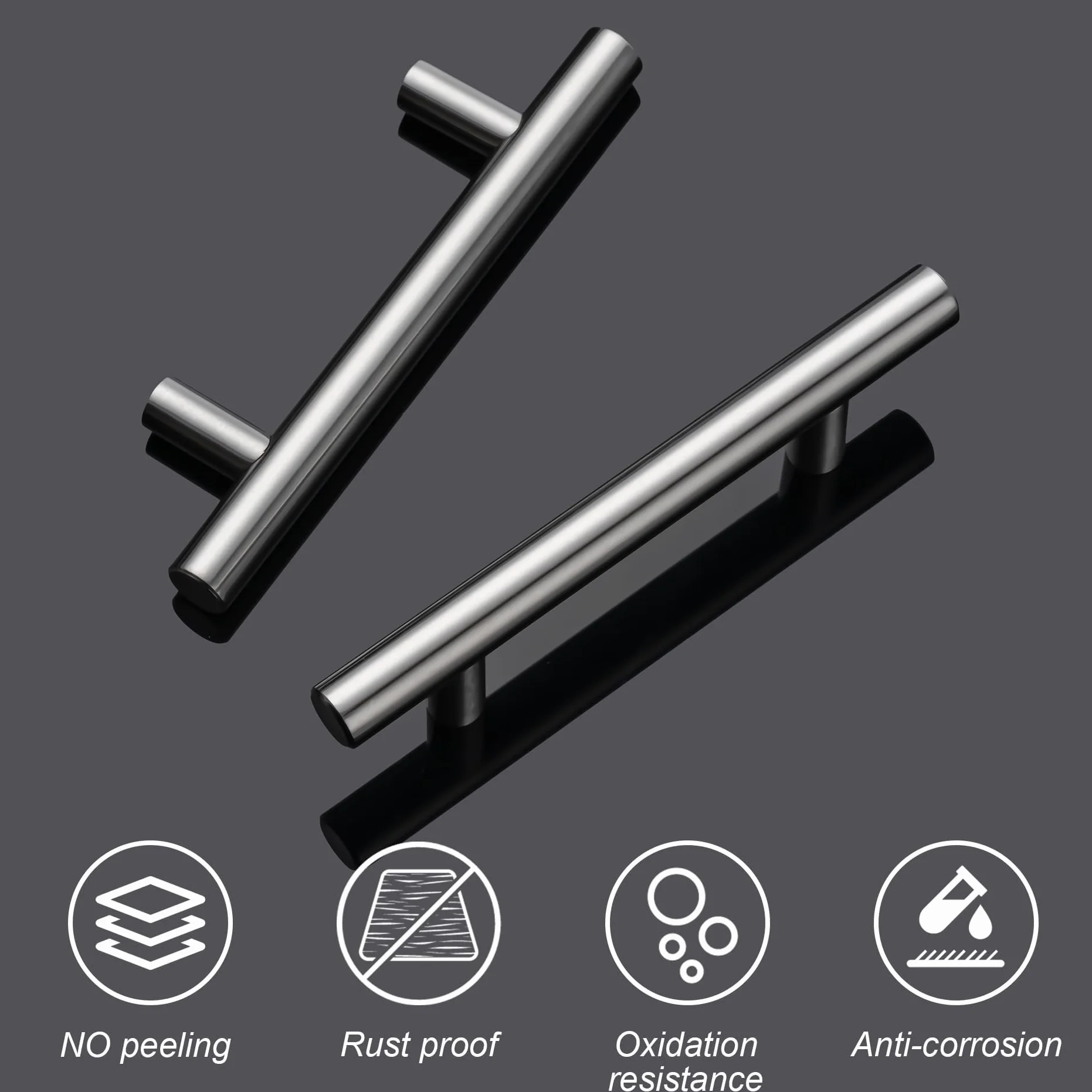 4 piezas de tiradores para muebles de acero inoxidable, distancia entre agujeros de 128 mm, tiradores para cocina, tiradores para armarios de plata, tiradores para puertas, tiradores para