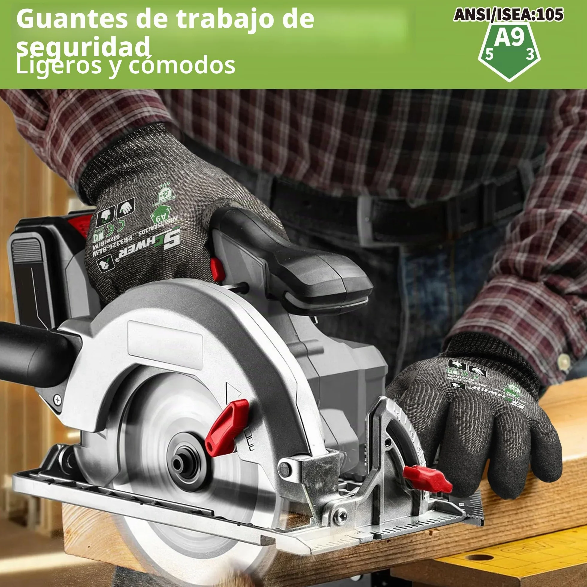 Guantes anticorte Schwer (LEVEL A9/F) duraderos para trabajo reparación automóviles fabricación vidrio grabado negro L