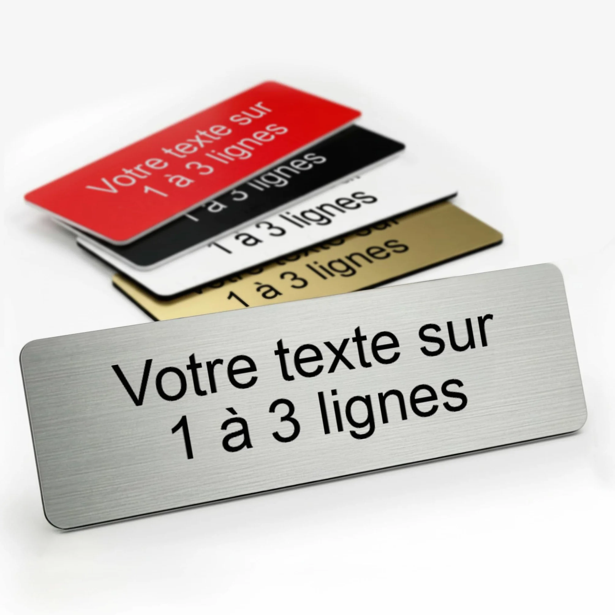 Mygoodprice - Placa grabada personalizada (1 a 3 líneas, 20 x 6,5 cm, autoadhesiva, aluminio cepillado, color plateado
