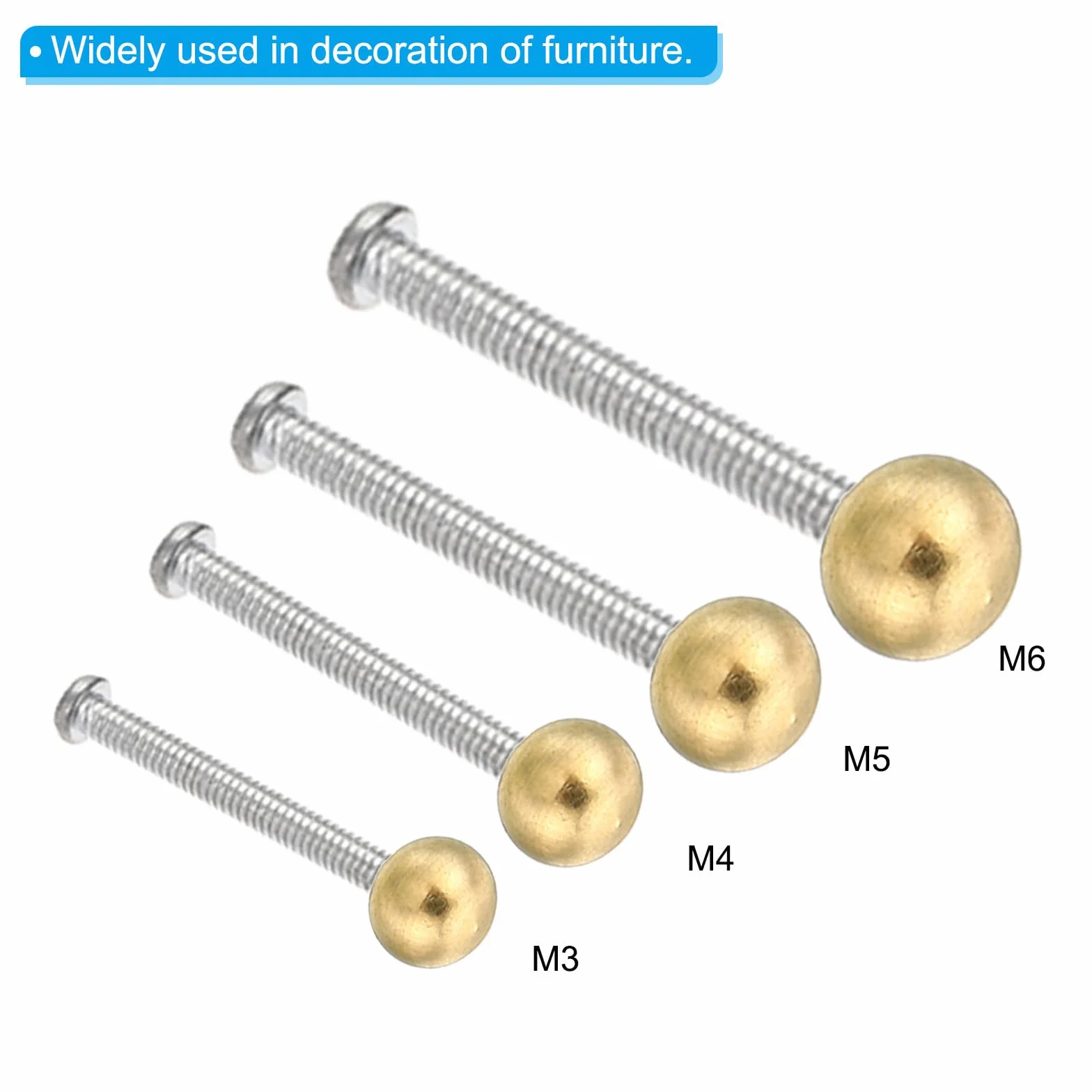 PATIKIL M6x1 Rosca Tapa Tuercas Perilla, 20 Paquete Latón Bola Lámpara Decoración Tornillo Tapones Tuerca Cubierta Tuerca para Muebles Iluminación o Bricolaje Proyecto 12mm