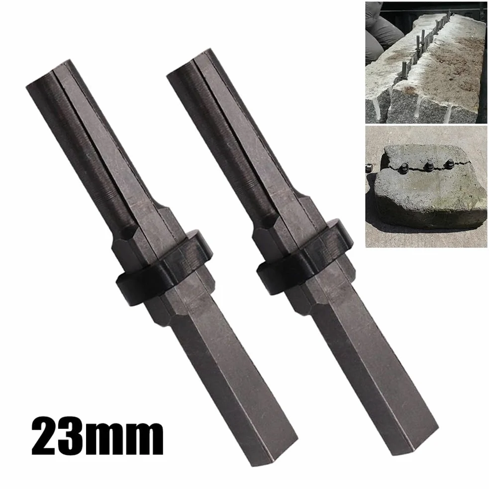 Cuñas de metal de 23 mm para piedra de roca de hormigón, juego de divisores para granito, mármol, herramienta de mano, 2 piezas, gris