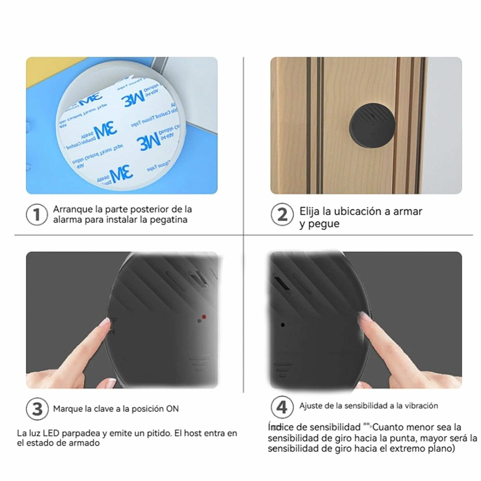 2 PCS Alarma Puerta,sensores de vibración Inteligentes WiFi, Alarma de Sensor de Rotura de Cristal de Ventana, para monitorear el Estado de Todas Las Puertas y Ventanas