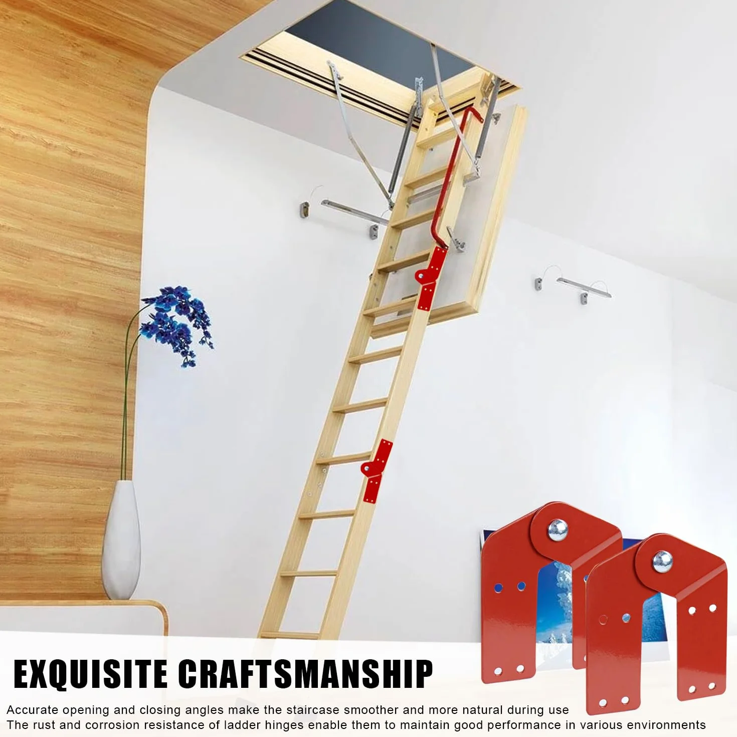 Bisagras para Escalera de Ático, Accesorios para Escaleras Plegables de Aluminio, Piezas de Recambio para Reparar Escaleras de Ático Antiguas, 2 Piezas