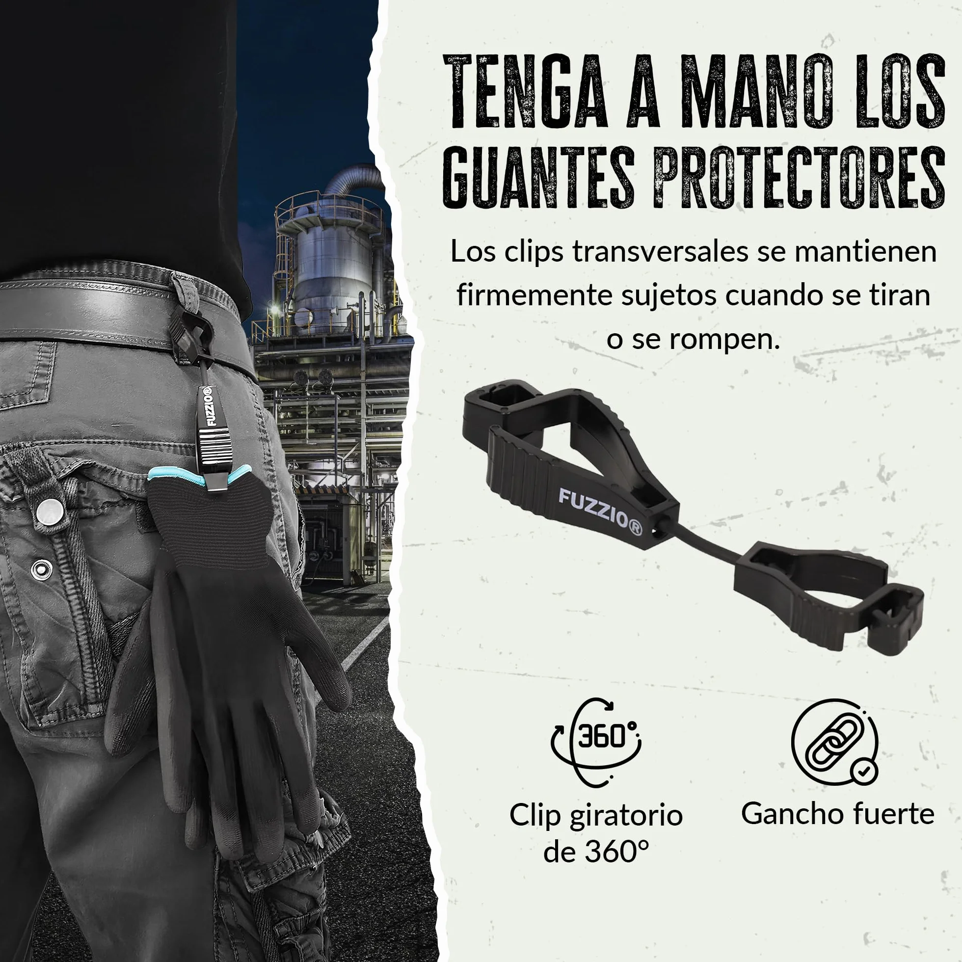 FUZZIO® 24 Pares Guantes de Trabajo Recubiertos con Porta Clip