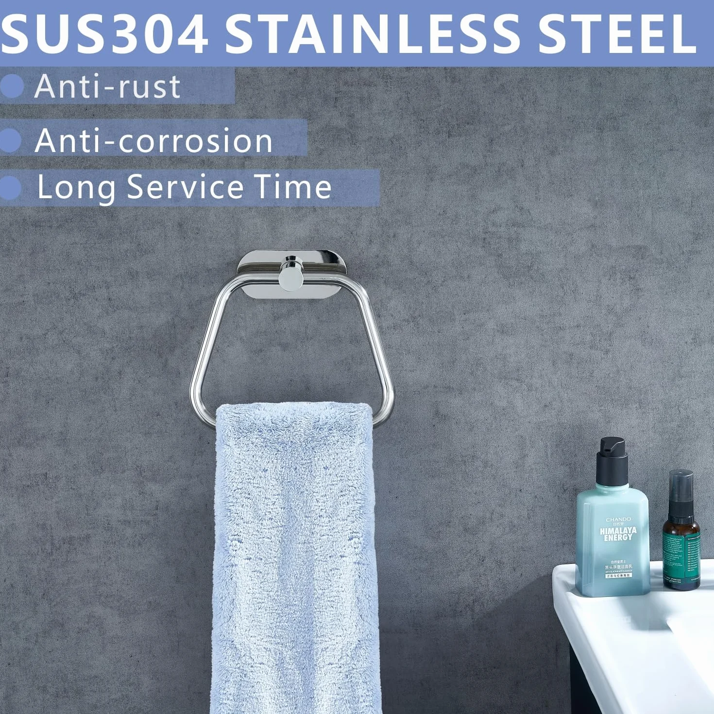 Toallero Autoadhesivo Acero Inoxidable 304 para Baño, Gancho Toalla Escalera, Montaje Pared sin Taladrar Cromo