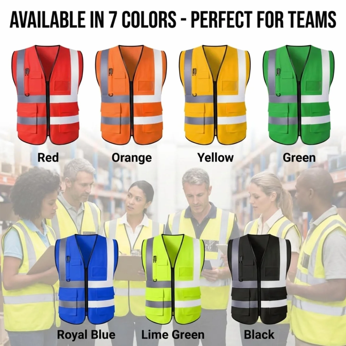 Chaleco de seguridad reflectante de alta visibilidad personalizado para construcción, tráfico y seguridad