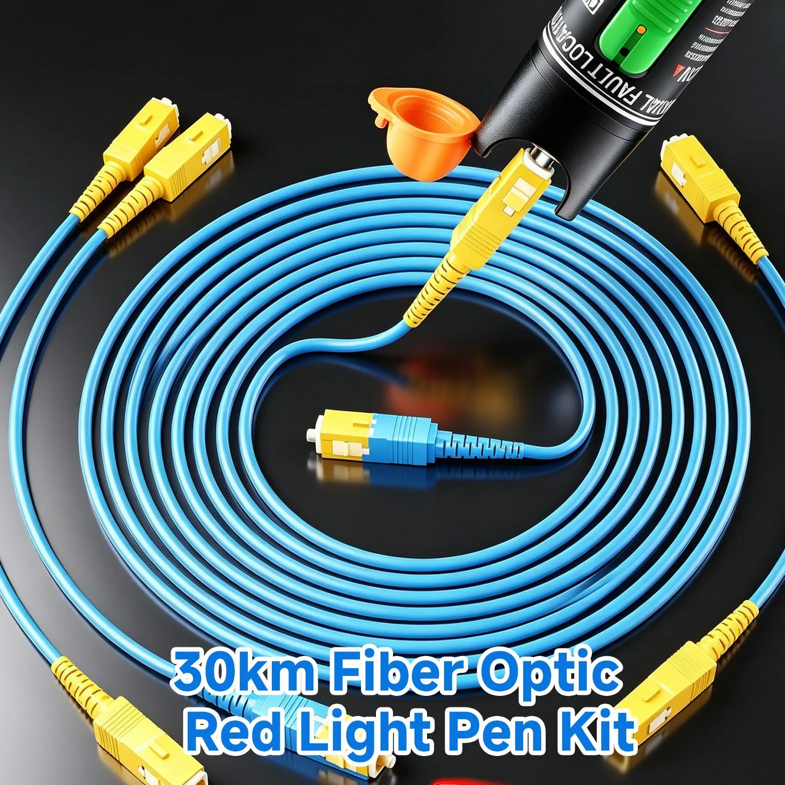 Localizador Visual de Fallos 30mW VFL, Probador de Fibra Óptica Portátil 30KM, Interfaz Universal 2,5mm para Cables Monomodo y Multimodo
