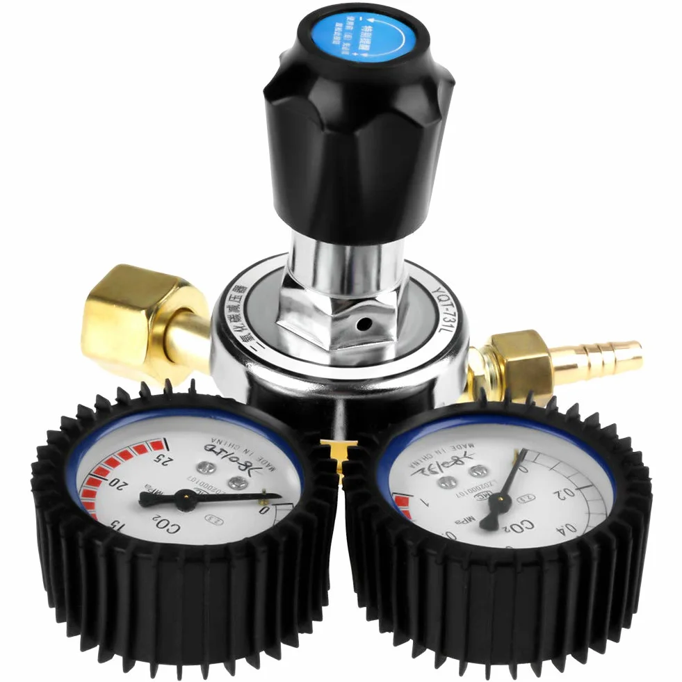 G5/8 Regulador de presión del CO2, reductor de presión de la soldadura del dióxido de carbono del regulador de la botella de gas del CO2, Relojes de manometro de máquina de soldadura