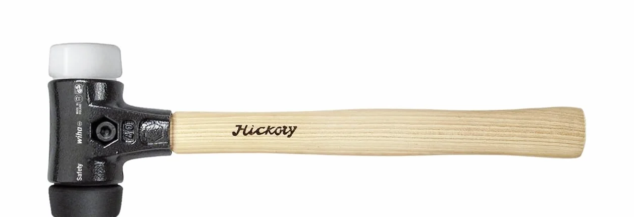 Wiha Martillo de cara blanda Safety de dureza media/muy duro con mango de madera Hickory, cabezal redondo 40, 325 mm (26658)