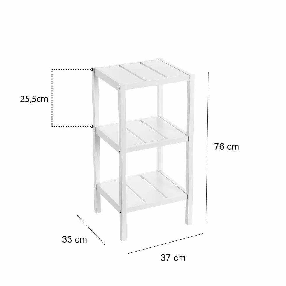 LOLAhome Estantería Bambú Natural 3 Baldas Baño 33x36x85 cm