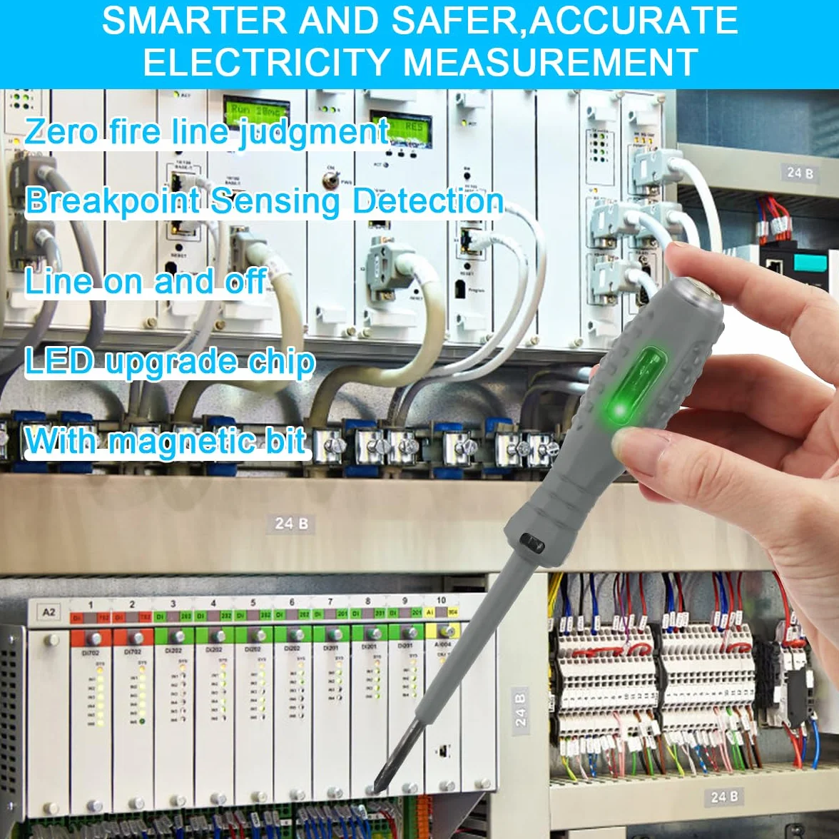 2 Piezas Probador de Voltaje con Destornillador,Herramienta de Prueba Eléctrica,Bolígrafo Probador de Voltaje Sin Contacto,con Rango CA 70V-250V, /Cero,Destornillador Estrella y Plano