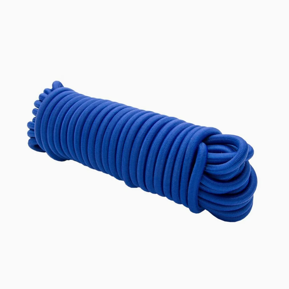 Cuerda expansora 20 m azul, (cuerda de goma) cuerda de tensión del cable de goma de 8 mm cuerda de lona cuerda de goma + 10 ganchos en espiral para ganchos de cuerda de 8 mm ganchos de metal