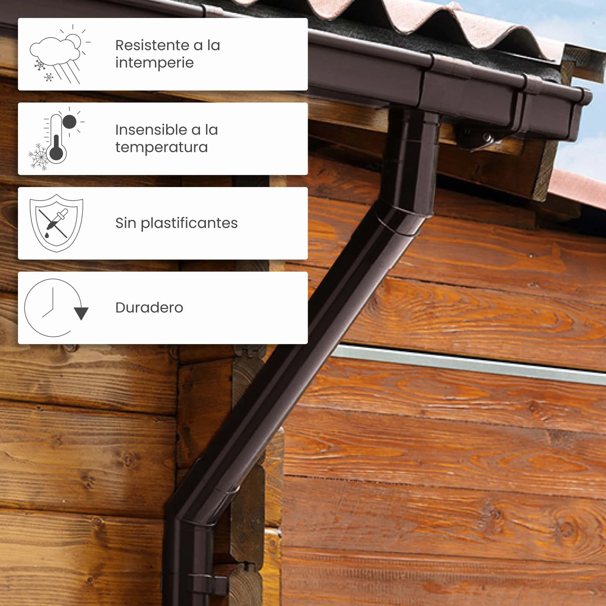 INEFA Tubo de bajada de plástico 200cm 75mm, Accesorios para canalón antracita, fácilmontaje enchufable,made in Germany