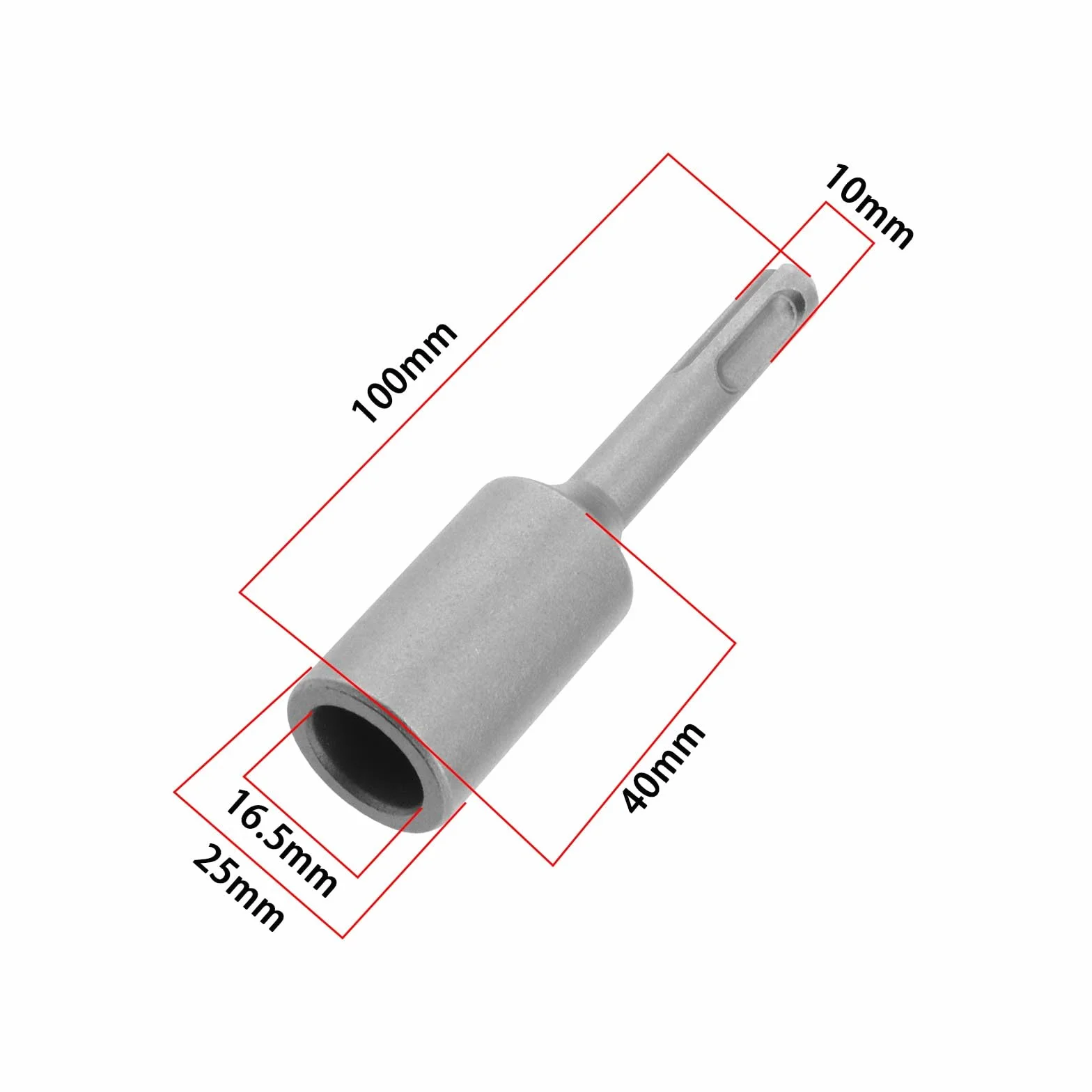 1 unidad 16,5 x 25 x 100 mm SDS Plus - Controlador de clavo de tierra para insertar varillas de tierra profunda SDS Plus martillo prensado, controlador de postes profesional