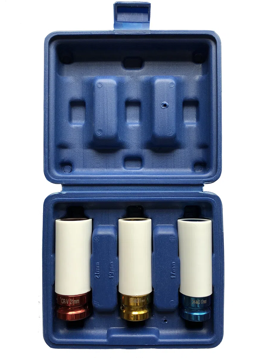 Juego de llaves de vaso de impacto genéricas de 1/2 pulgada (juego de tuercas sin marcar), 3 piezas incluyen 17 mm, 19 mm, 21 mm (1 juego)