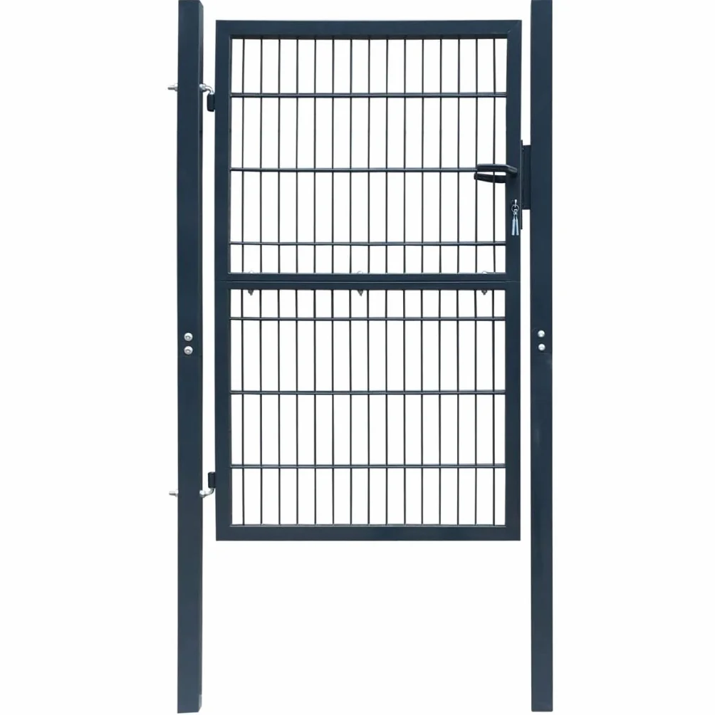 Cancela de Valla 2D Individual Gris Antracita 106x230 cm, Puertas Metalicas Exterior, Puerta Jardin, Valla De Jardin, Puerta De Jardín - 141745