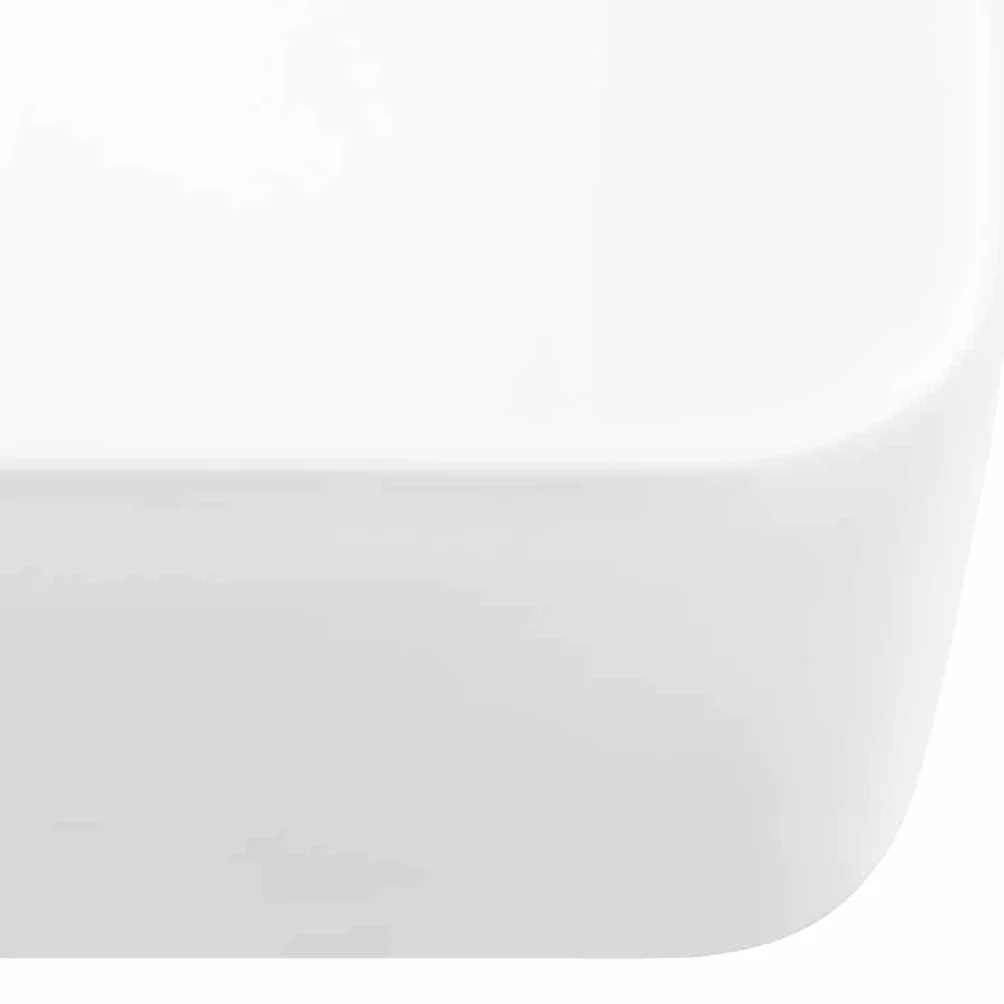 vidaXL Lavabo Rectangular, Lavamanos para Encimera, Fregadero Rectangular, Lavabo para Baño Aseo Tocador, Cerámica Blanco 48x37x13 cm