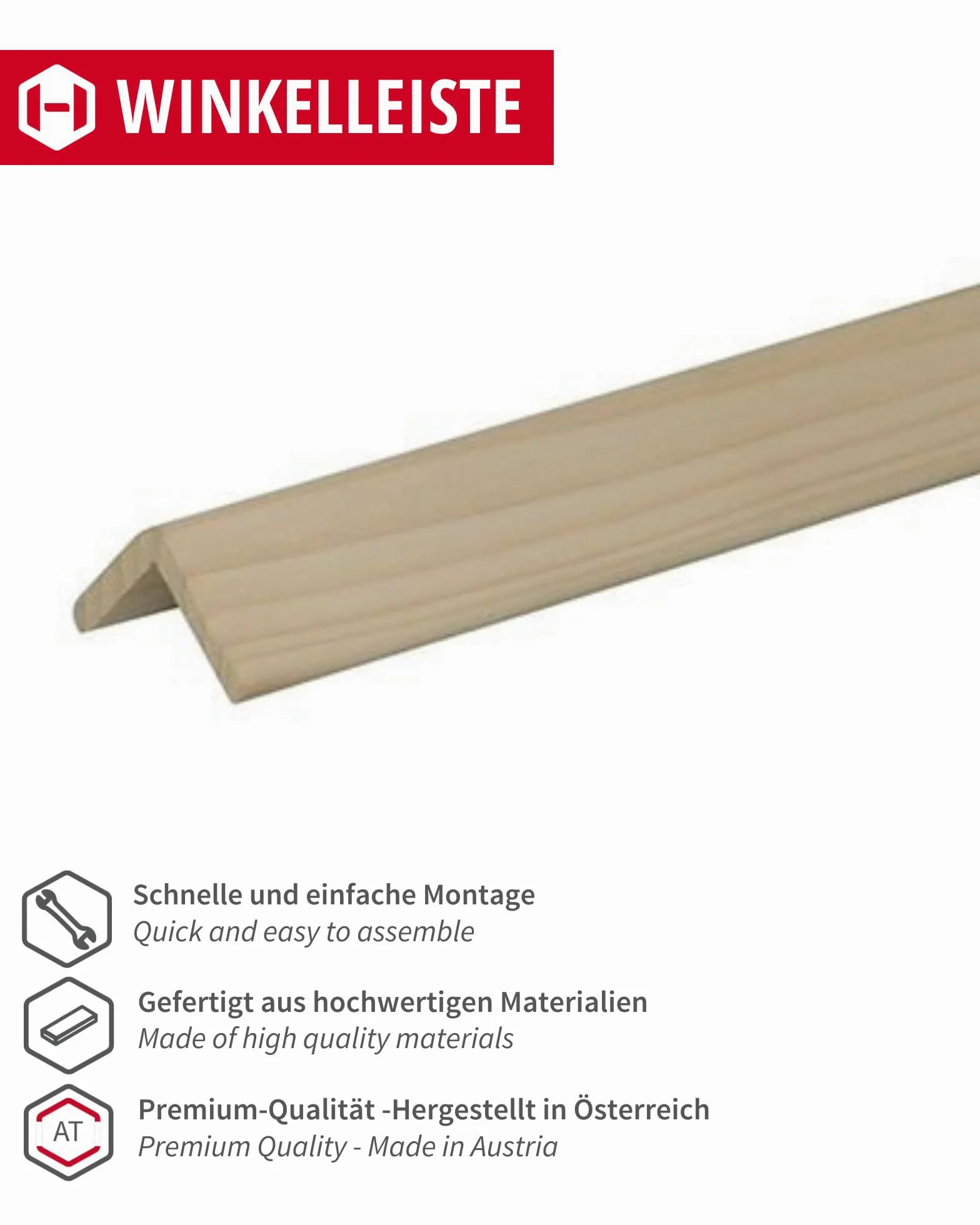 Molduras de madera Gedotec - tablones de madera para la construcción Molduras angulares de madera 100 cm | 5 piezas 35 x 35 mm | BASIC | perfil angular versátil y madera para la elaboración de diver