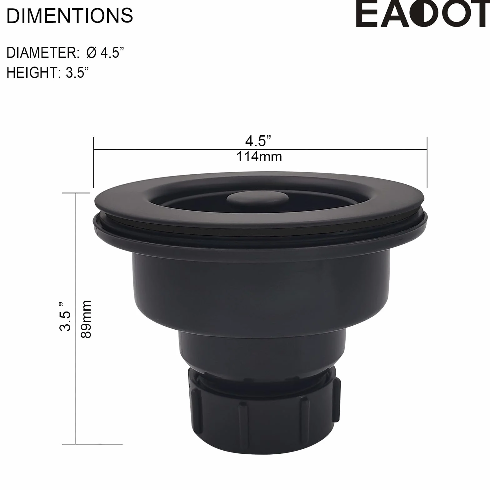 EADOT - Conjunto de Drenaje de Fregadero de Cocina Negro de 3-1/2 Pulgadas con colador de Cesta y tapón, colador de Cesta de Drenaje de Cocina para fregaderos de Cocina de Granito/Arcilla refractaria