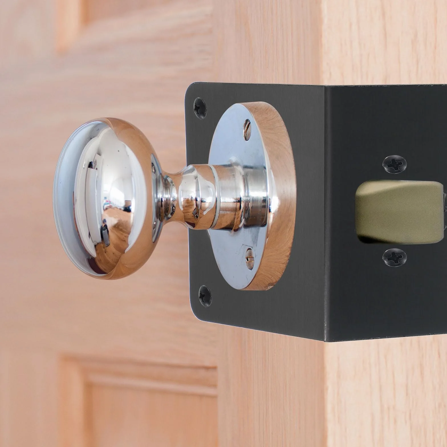 PATIKIL Placa De Refuerzo Para Puertas, 2 Juegos De Refuerzo Y Reparación Para Puertas De 1-3/8" De Grosor Y 4-1/2" De Tamaño De Pomos Y Cerraduras, Para Cerradura De Seguridad, Negro