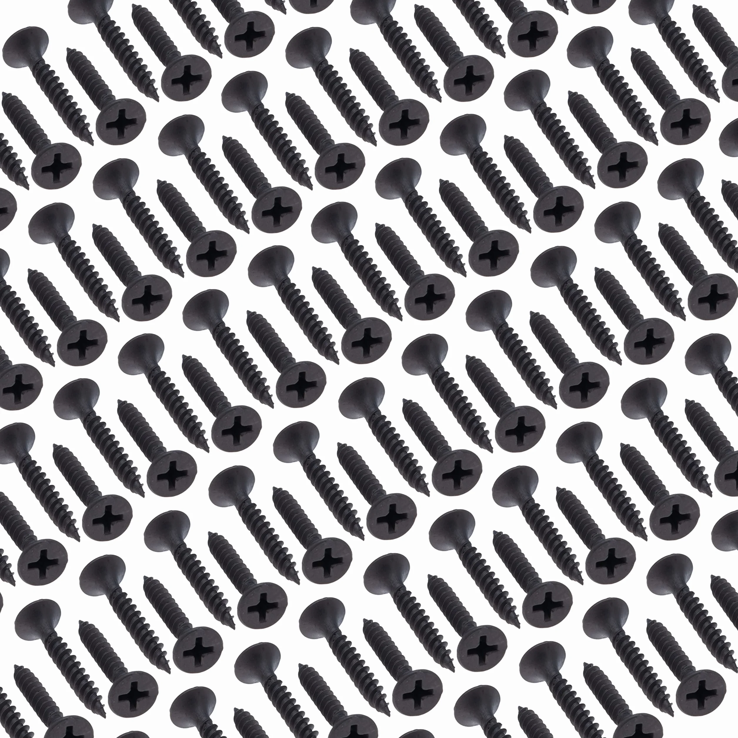 3.5X45mm Tornillos negros para paneles de yeso, cabeza avellanada phillips autorroscante, rosca fina, punta afilada, fosfato negro, tornillos para paneles de yeso a perfil de acero (500 pcs.)