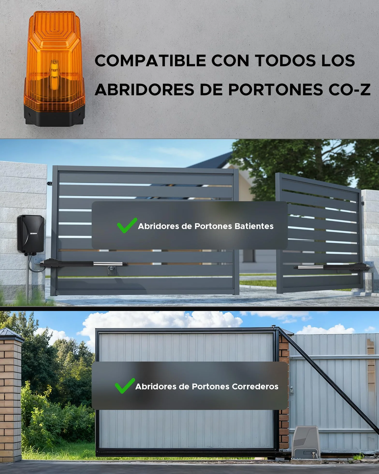 CO-Z Lámpara de Alarma Universal de Señal para Abrepuertas, Luz Estroboscópica LED de Seguridad 1 HZ, Luz de Advertencia para Motor Puerta de Corredera y Batiente