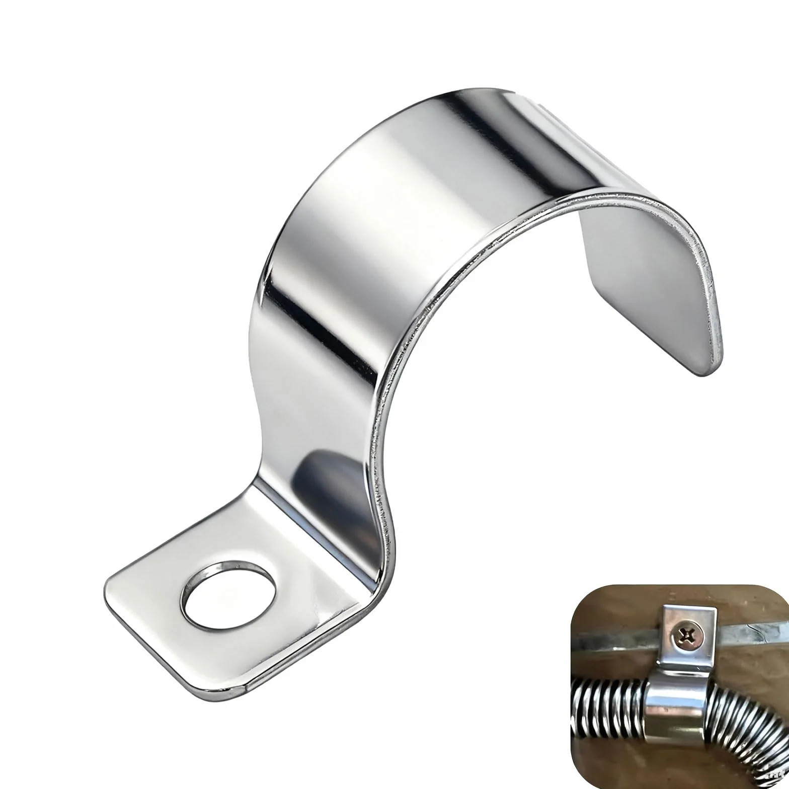 20 Piezas Grapas para Cables 20MM Pared Acero Inoxidable 304 Espesado Sujeta Cables Pared Abrazaderas Metalicas para Orificio Unico en Forma de U para Fijar, Alambres y Tubos