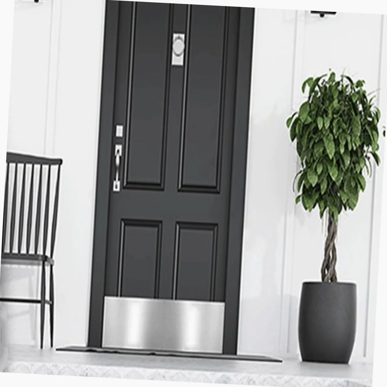 HOMSFOU 1 Juego Protector De Panel De Puerta Placa De La Puerta Tablero De Puerta Barrido De Puerta Metálica Placa De Empuje De La Puerta Portero Acero Inoxidable Placa De Refuerzo