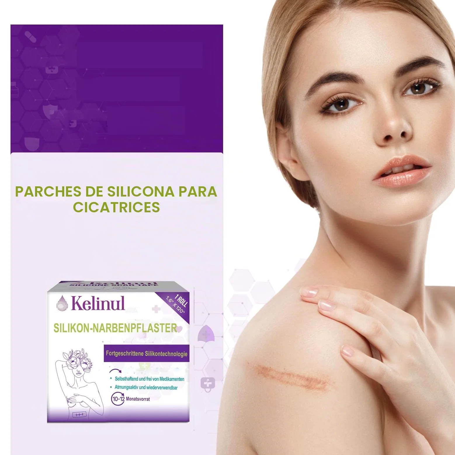 Hojas de cicatriz de silicona - cinta de cicatriz de Gel de silisuave - tiras de cicatriz reutiliz, de grado médico