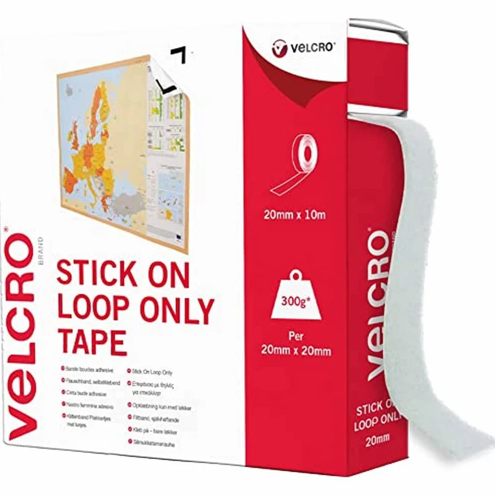 VELCRO Brand Cinta bucle adhesive 20mm x 10m Blanco