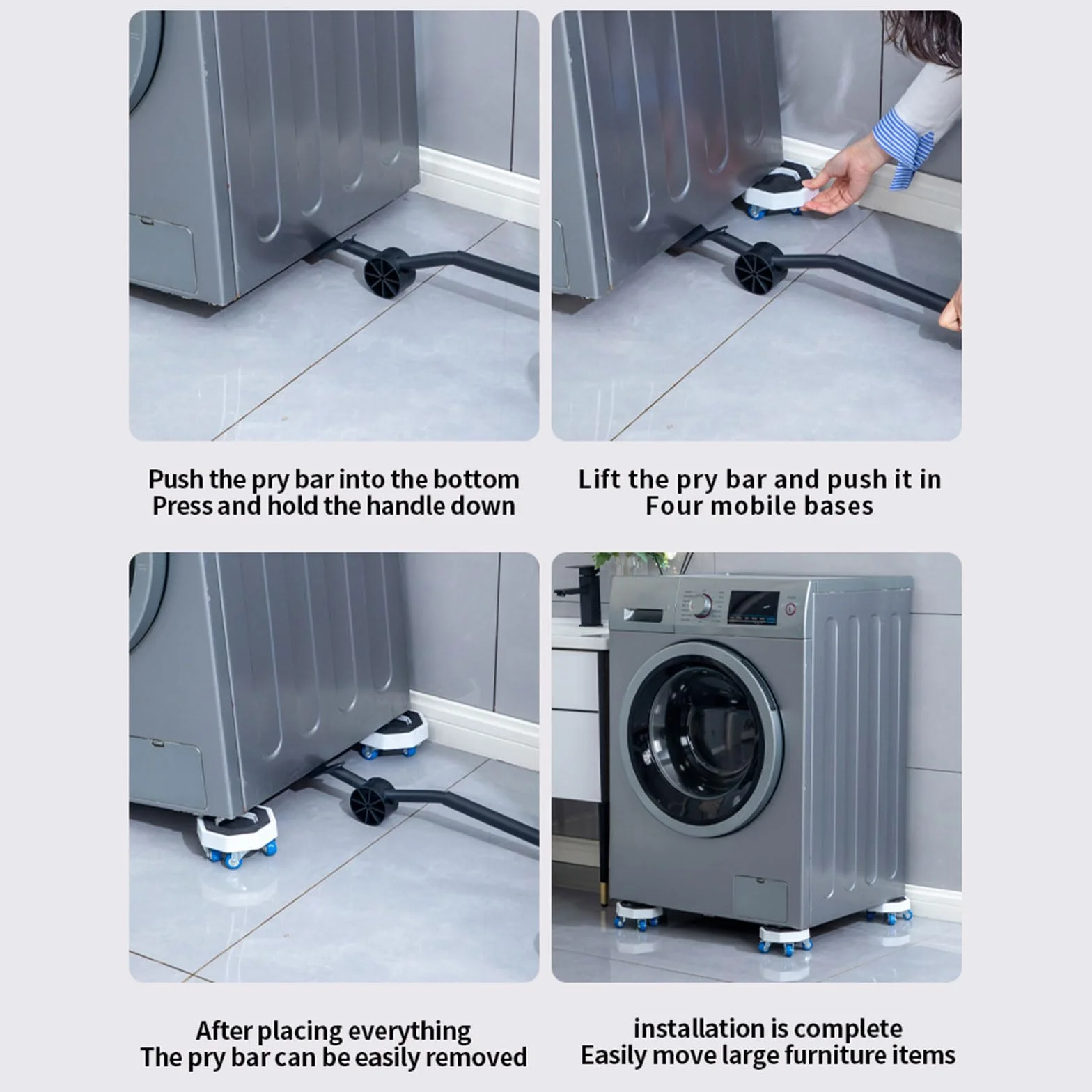 Kit de desplazamiento con ruedas para muebles y elevadores para muebles pesados – Patin deslizante para muebles pesados con elevador de muebles, elevador de puerta y herramientas de