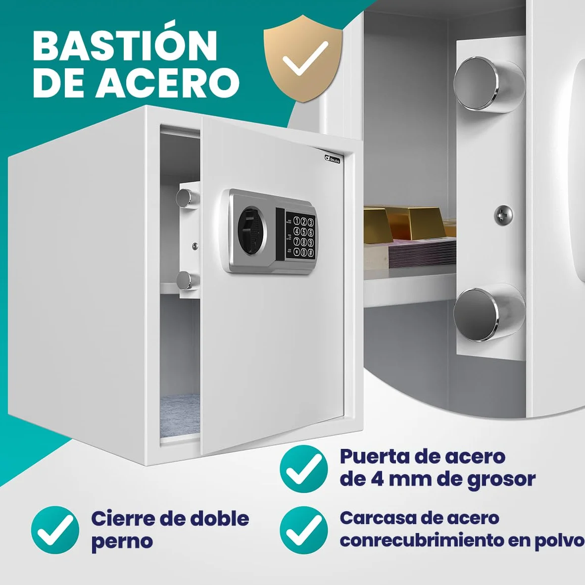 Deuba Caja Fuerte de Seguridad Electrónica 35x40x40cm Cerradura de Combinación Pared Suelo