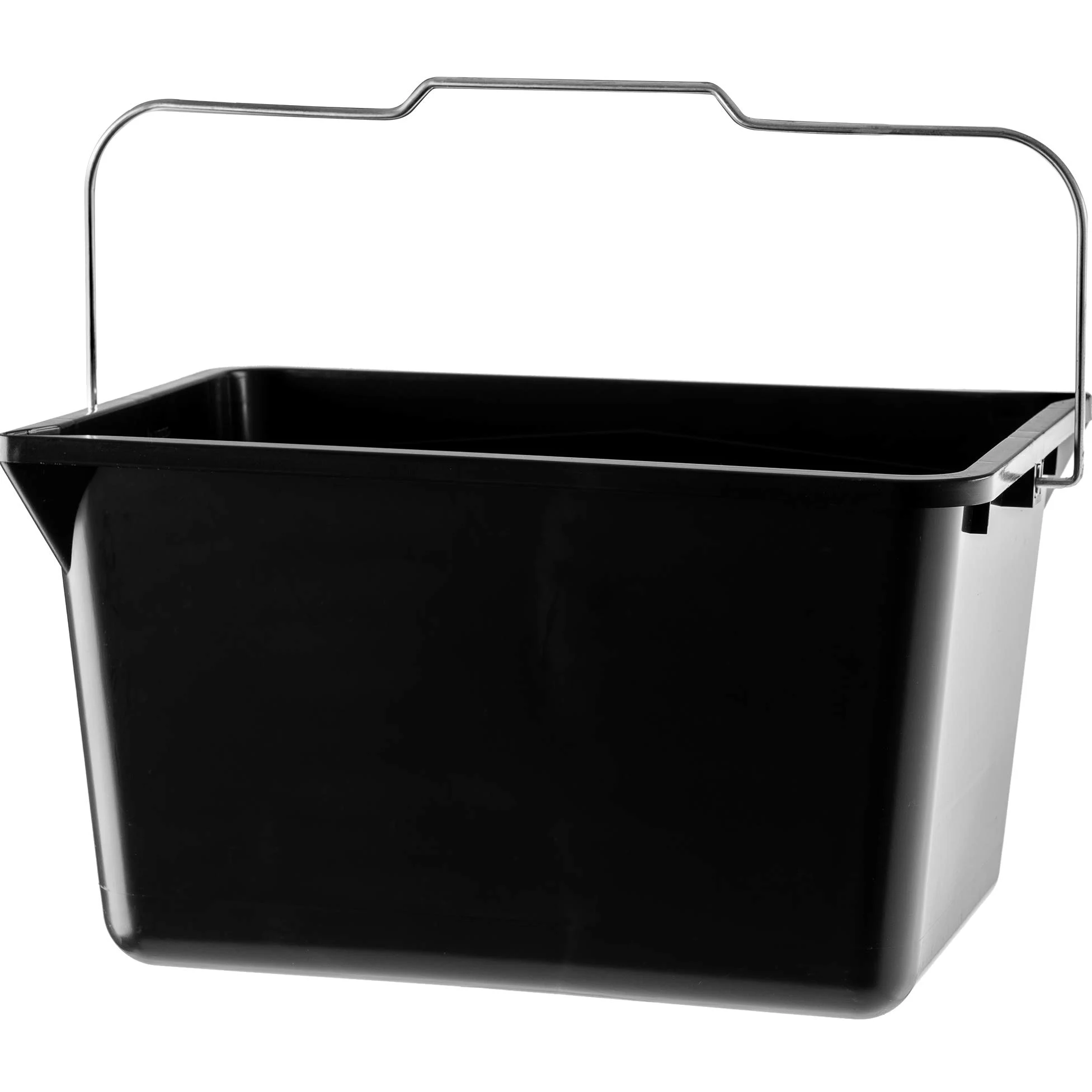 KADAX Cubo de pintura cuadrado de plástico, cubo con asa de metal, cubo de agua resistente con borde de vertido, para renovación, jardín, cubo de limpieza, rectangular, 1 unidad), color negro