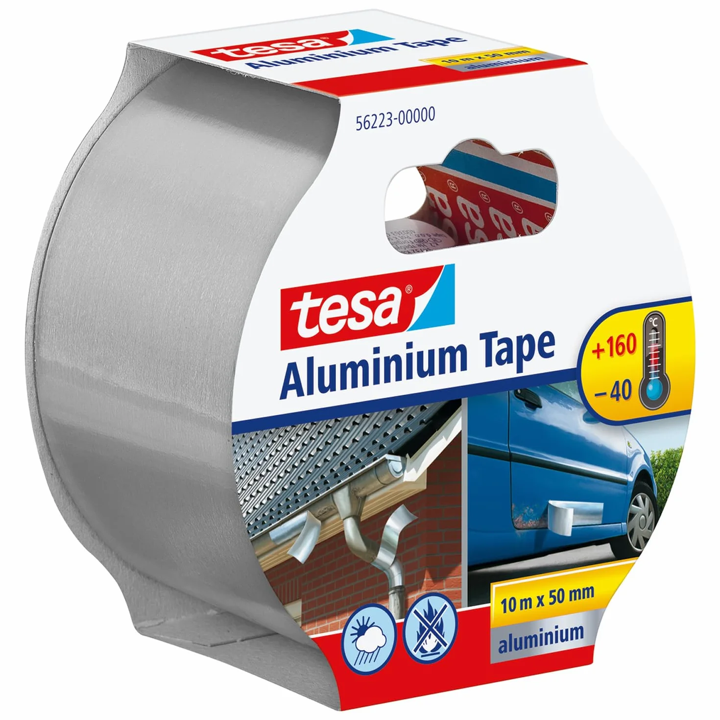 tesa 56223-00000-01-Cinta de Aluminio 50 micras-10m x 50mm, Standard, 10mx50mm