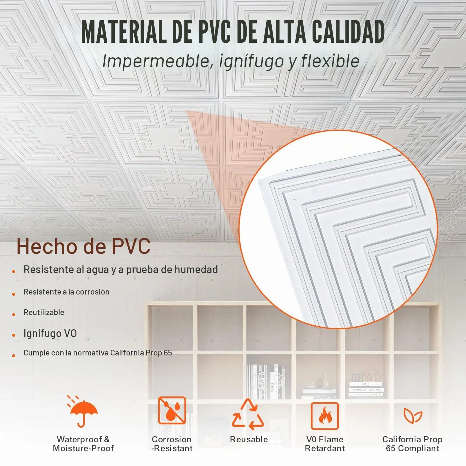 VEVOR Paneles para Techo Suspendidos PVC 605x605 mm Paquete 12 Blanco
