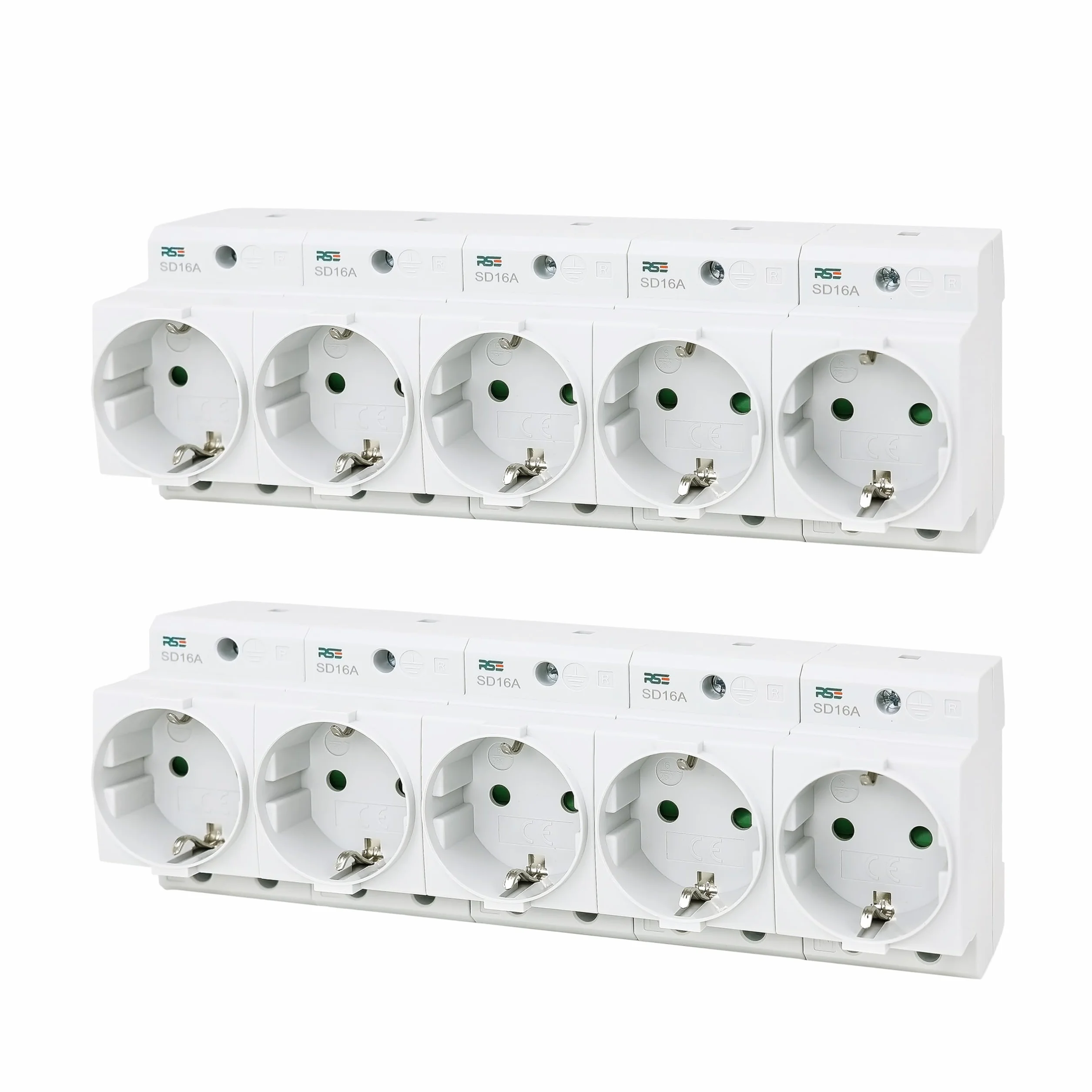 RSE Base para enchufes de 230 V/16 A, para carril DIN, armario de contadores, caja de distribución, 10 unidades