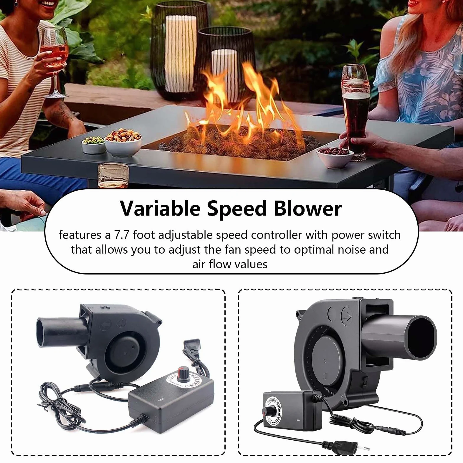 Ventilador Radial De 12 V, Ventilador De Refrigeración Ajustable Ventilador De Turbina De 220 V Con Controlador De Velocidad Para Picnic Calentadores De Camping Parrilla Estufa De Chimenea Inflable