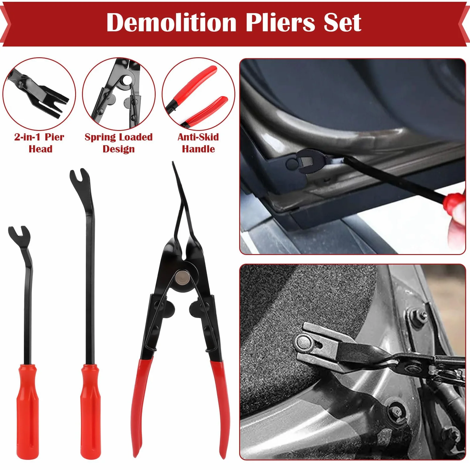 158pcs Herramientas Kit Desmontar Coche, Kit Mantenimiento De Interiores Automotrices, Cuñas de Plástico para Quitar Paneles Y Paneles de Puerta de Coche, Herramientas de Revestimiento Interior