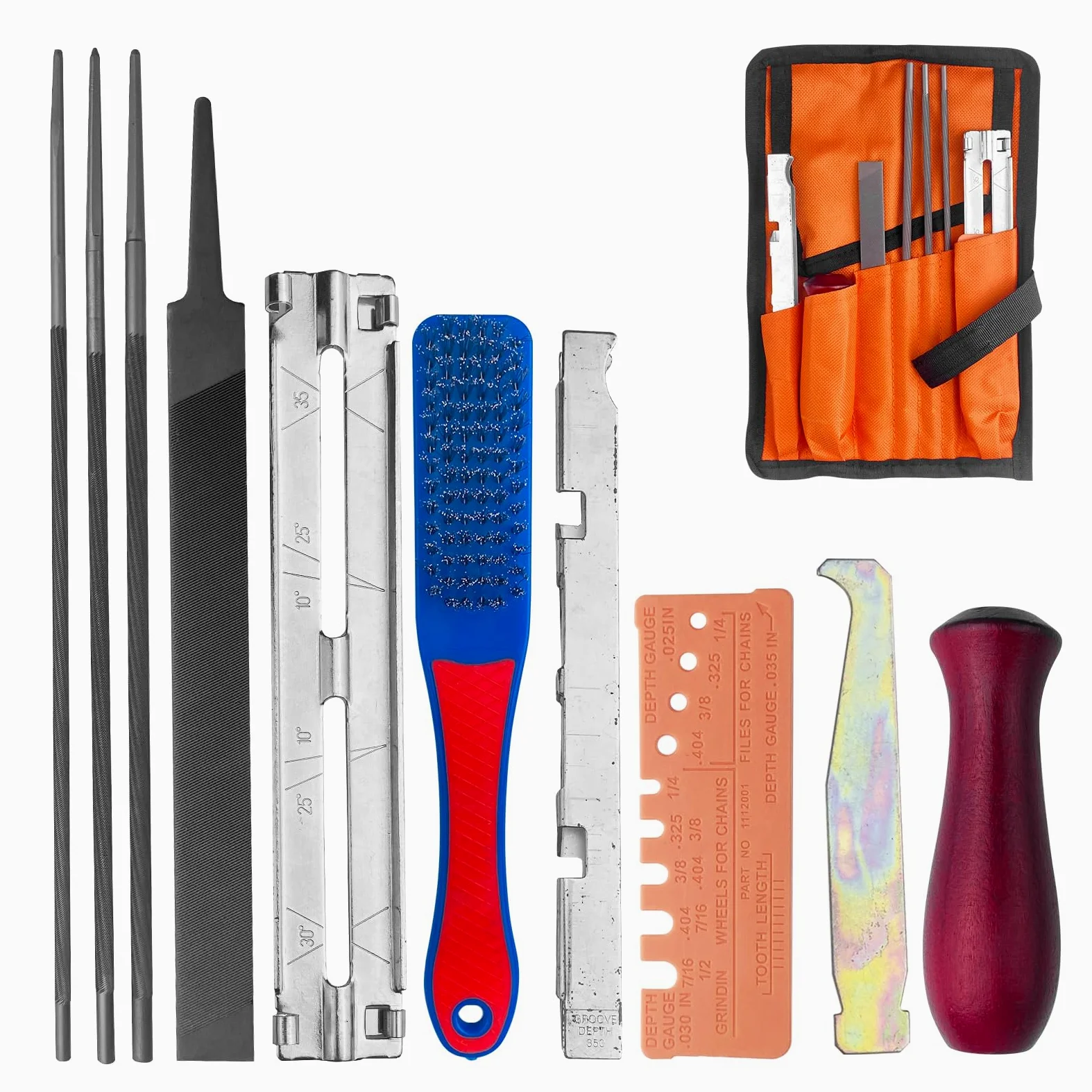 11 Piezas Limas para Motosierra, Lima Redonda para Cadena de Sierra, Kit de Afilado para Motosierra, Afilador Cadena de Cadenas Motosierr, para Madera, Metal, Cuero, Plástico