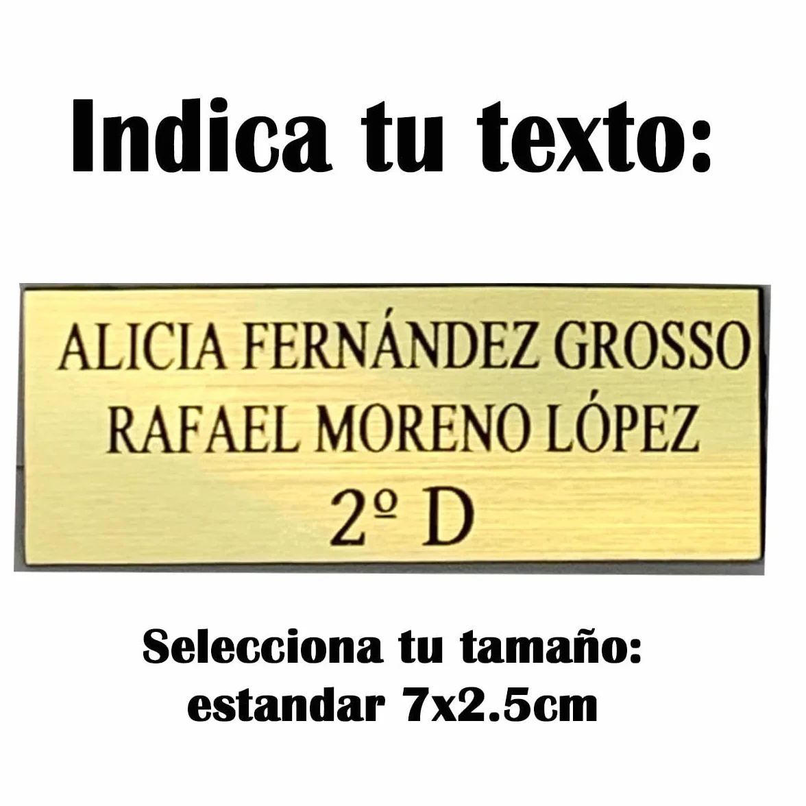 Placa para buzón Personalizada. Chapa para buzón grabada. Chapa plástico inalterable Personalizada con Nombres y Piso. Indica tu Texto y selecciona Medida (Plateado)