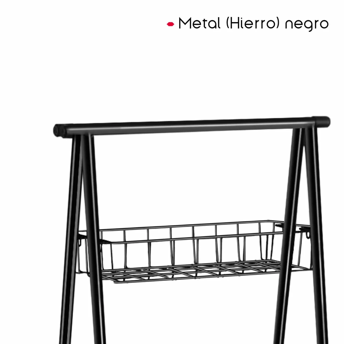 TIENDA EURASIA - Estantería Metálica Escalera, Color Negro, 44 x 31 x 90 cm, Almacenamiento de Cocina, Metalica, 3 Estantes extraibles, Estanteria para Cocina