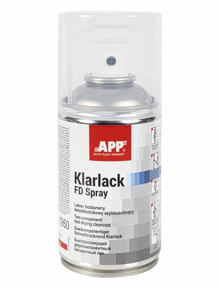 APP Klarlack FD Spray - Barniz 2K spray | Barniz para faros de coche (policarbonato) - Muy buen flujo, alto brillo, gran transparencia, resistente a la intemperie a largo plazo | 250 ml