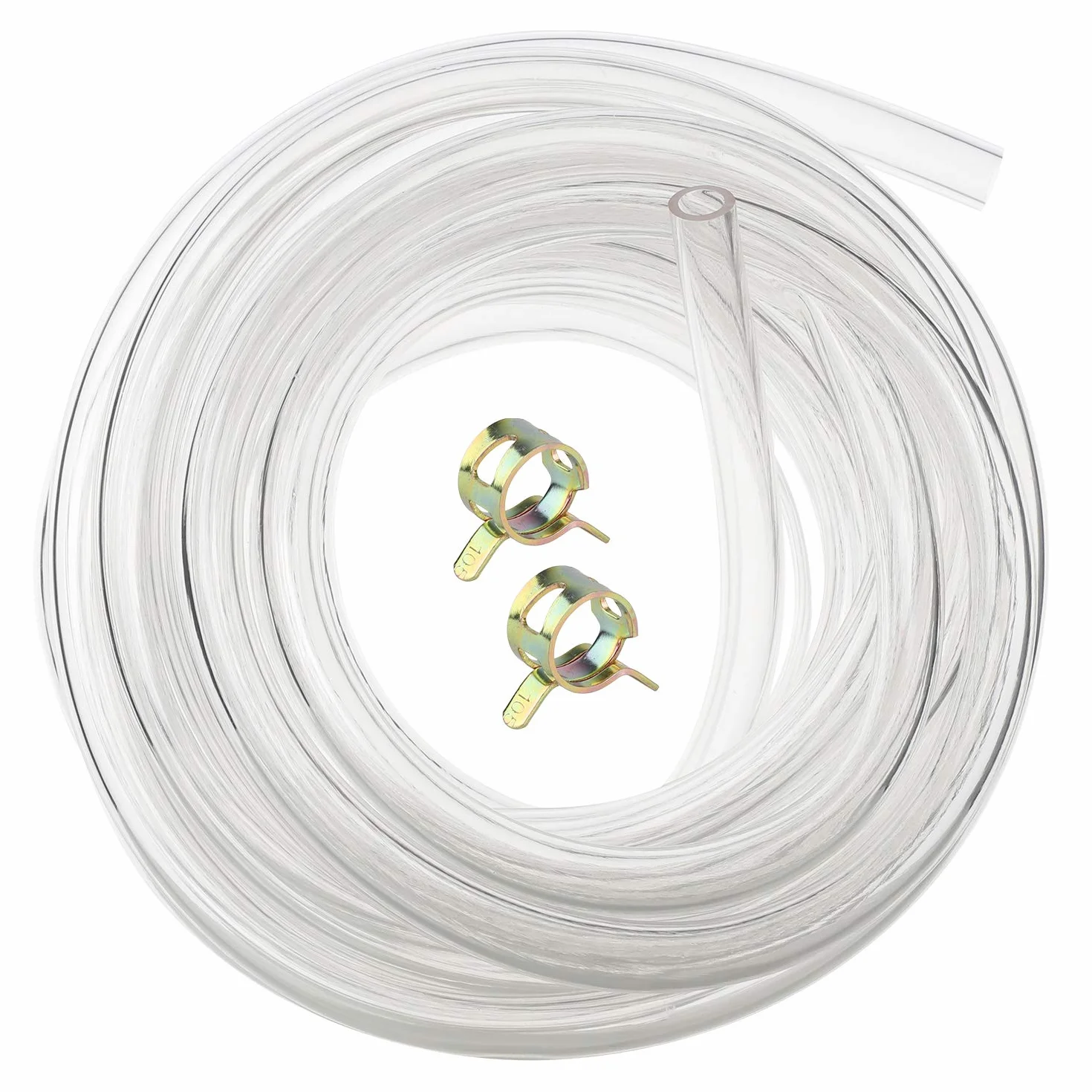 Tubo flexible transparente PVC grado alimenticio 8 mm x 11 mm 5 metros con abrazaderas