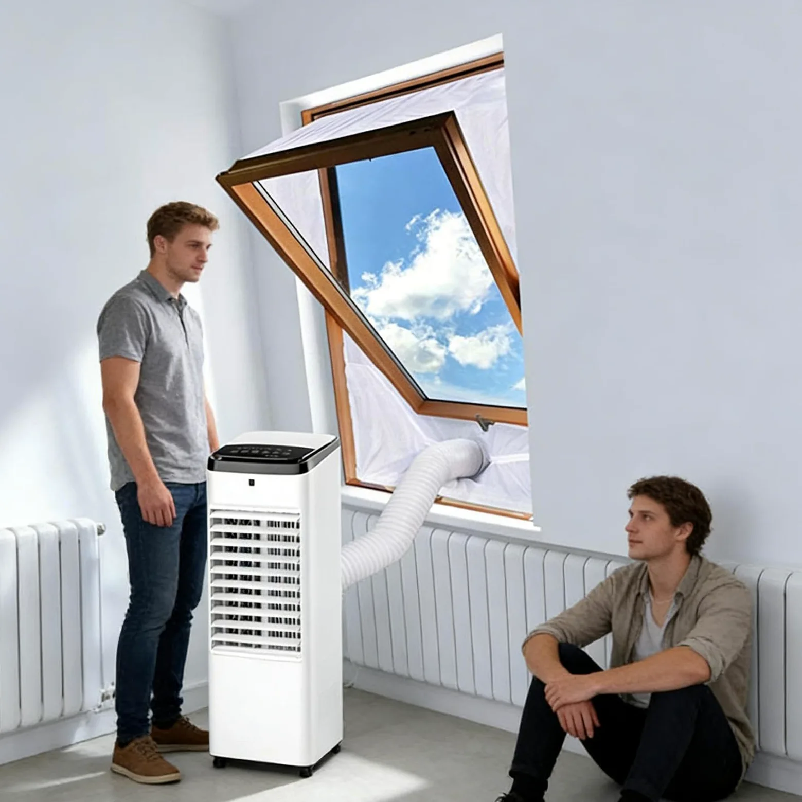 Kit Ventana Aire Acondicionado Portatil, 190/230x38cm Kit Aislante De Ventanas De Techo Pivotante Central Con Tubo, Sello De Ventana Impermeable Para Secadora Y Campana Extractora