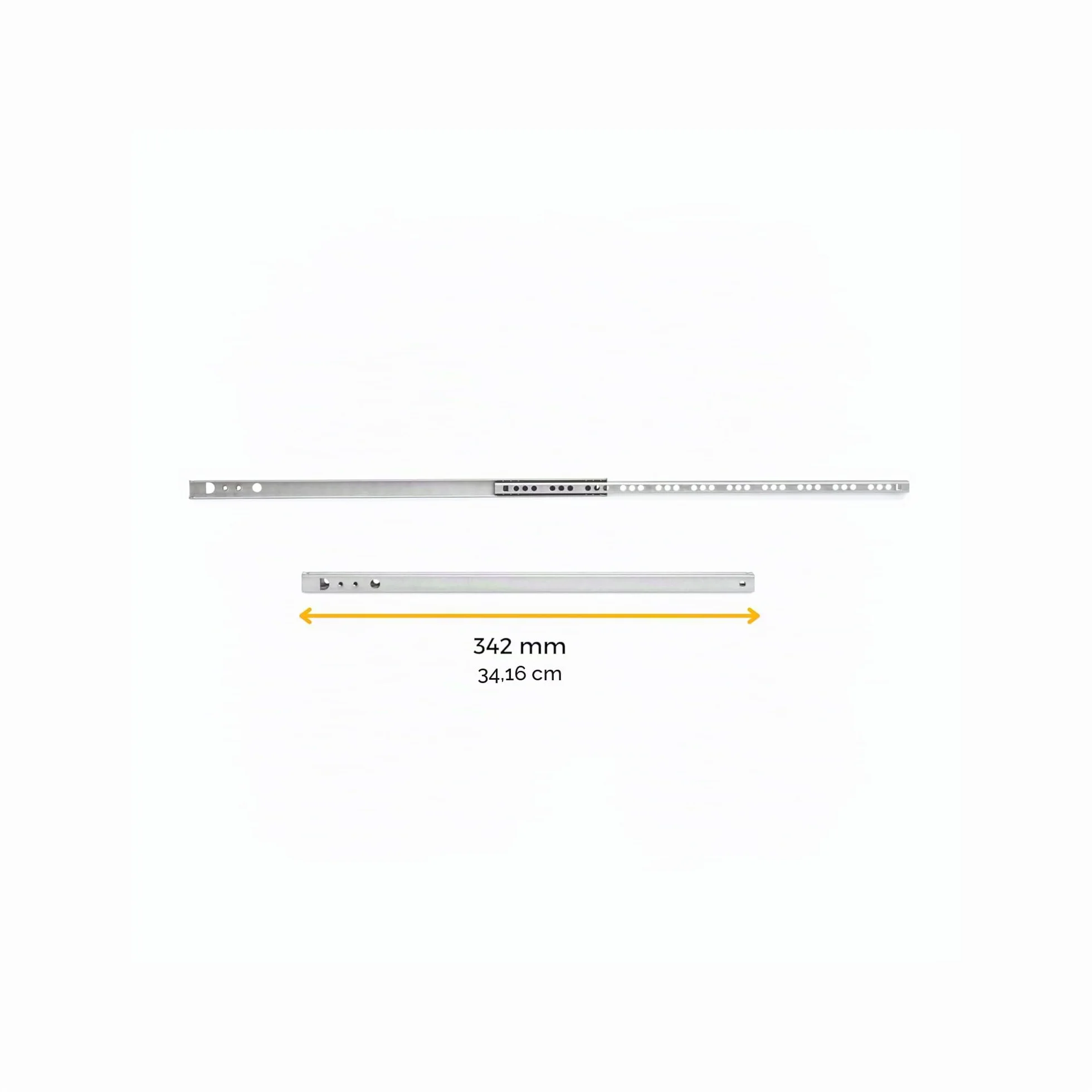 EMUCA Guías Laterales para Cajones con Rodamiento de Bolas 17mm x 342mm Extracción Parcial Pack 5