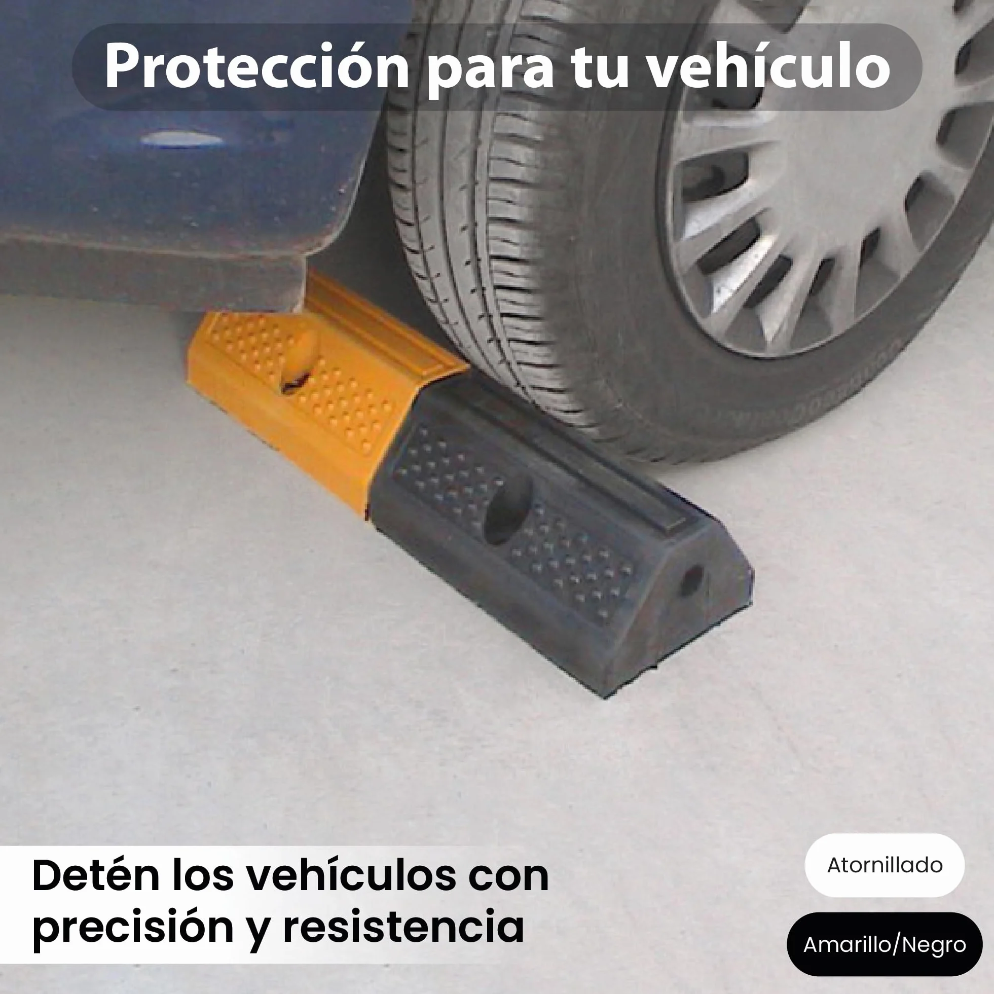Tope para Estacionamiento 49x15x9cm – Protector de Suelo para Garaje – Calzos para Coche - Tope de Parking 490mm - Tope de Ruedas Antideslizante para Estacionamiento Seguro (1)