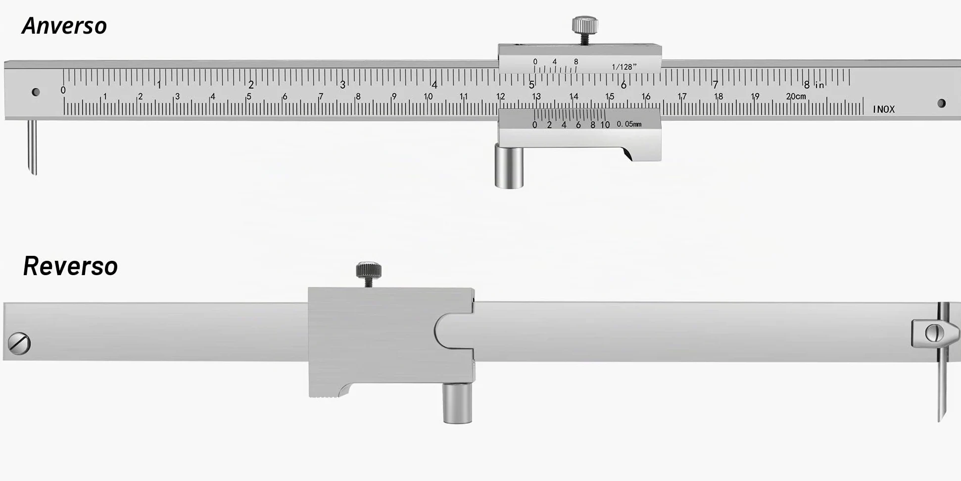 Calibrador de medición cruzado paralelo 0–20 cm (0–8 pulgadas) con 2 agujas de carburo de tungsteno/agujas, calibre de medición de acero inoxidable, plantilla de marcado, herramienta de
